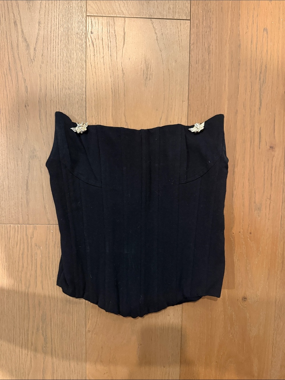 Boys Lie Black Strapless Corset Top with golden angel Clips